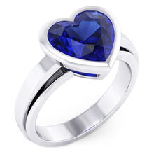 Afbeelding in Gallery-weergave laden, 3 karaat blauwe saffier solitaire ring hartvormige ring set goud 14K
