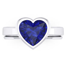 Afbeelding in Gallery-weergave laden, 3 karaat blauwe saffier solitaire ring hartvormige ring set goud 14K
