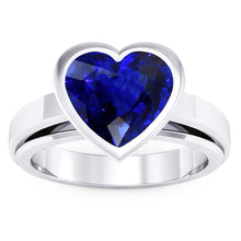 Afbeelding in Gallery-weergave laden, 3 karaat blauwe saffier solitaire ring hartvormige ring set goud 14K
