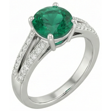 Afbeelding in Gallery-weergave laden, echte round smaragd 3karaat ring close-up detail
