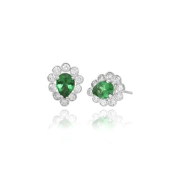 3 karaat groene smaragd met diamanten stud halo oorring dames gouden sieraden