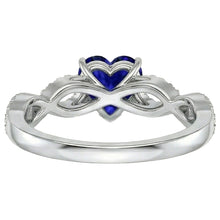 Afbeelding in Gallery-weergave laden, 3 karaat hart edelsteen blauwe saffier Natuurlijke echte diamant ( niet in het laboratorium gekweekt )en ring Infinity stijl
