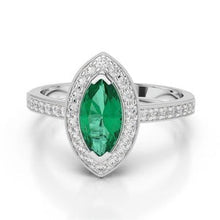 Afbeelding in Gallery-weergave laden, echte marquise smaragd 3karaat ring vooraanzicht
