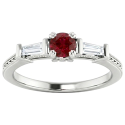 3 steen Natuurlijke echte diamanten ( niet in een laboratorium gekweekt ) robijn ring vintage stijl 2 karaats Milgrain sieraden