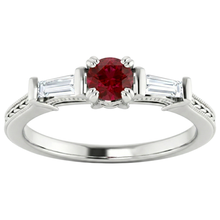 Afbeelding in Gallery-weergave laden, 3 steen Natuurlijke echte diamanten ( niet in een laboratorium gekweekt ) robijn ring vintage stijl 2 karaats Milgrain sieraden

