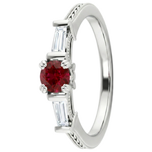 Afbeelding in Gallery-weergave laden, 3 steen Natuurlijke echte diamanten ( niet in een laboratorium gekweekt ) robijn ring vintage stijl 2 karaats Milgrain sieraden
