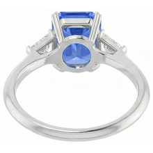 Afbeelding in Gallery-weergave laden, 3 steen blauwe saffier ring kleine biljoen Natuurlijke echte diamant ( niet in het laboratorium gekweekt )en sieraden 2,75 karaat
