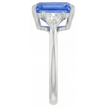 Afbeelding in Gallery-weergave laden, 3 steen blauwe saffier ring kleine biljoen Natuurlijke echte diamant ( niet in het laboratorium gekweekt )en sieraden 2,75 karaat

