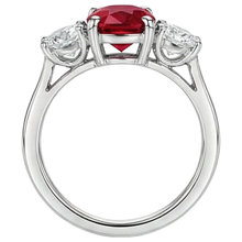 Afbeelding in Gallery-weergave laden, 3 steen rode robijn en Natuurlijke echte diamanten ( niet in een laboratorium gekweekt ) 4.50 karaat ring 14K goud
