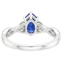 Afbeelding in Gallery-weergave laden, 3 stenen ring Ceylon saffier &amp; ronde Natuurlijke echte diamanten ( niet in een laboratorium gekweekt ) accenten 3,75 karaat

