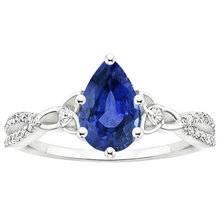 Afbeelding in Gallery-weergave laden, 3 stenen ring Ceylon saffier &amp; ronde Natuurlijke echte diamanten ( niet in een laboratorium gekweekt ) accenten 3,75 karaat
