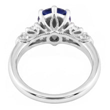 Afbeelding in Gallery-weergave laden, 3 stenen ring antieke stijl peer Ceylon saffier &amp; Natuurlijke echte diamant ( niet in het laboratorium gekweekt )en 2 karaat
