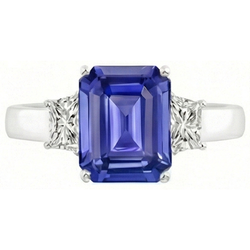 3 stenen smaragd saffier ring & stralende Natuurlijke echte diamant ( niet in het laboratorium gekweekt )en sieraden 2,75 karaat