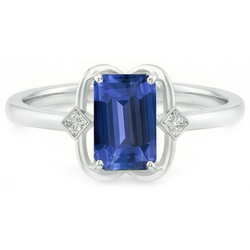 3 stenen smaragd saffier ring bezel set ronde Natuurlijke echte diamant ( niet in het laboratoriu...