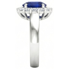 Afbeelding in Gallery-weergave laden, 3 stenen stijl 2.60 ct Sri Lankaanse saffier en Natuurlijke echte diamanten ( niet in een laboratorium gekweekt ) ring WG 14K
