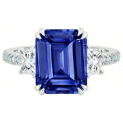 Labgekweekte Saffier Ring 11.50ct - Witgoud 14K