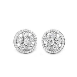 3.00 Ct Echt Diamanten Studs Halo Oorbel Wit Goud