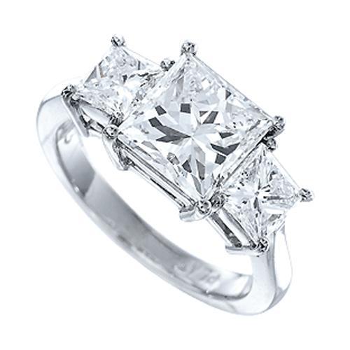 3.01 Ct. Witgouden Trouwring Met Drie Stenen Echt Diamanten Jubileum