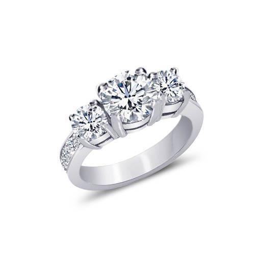 3.21 Karaat Ronde & Prinses Echt Diamanten 3 Stenen Stijl Verlovingsring