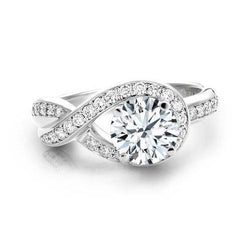 3.50 Ct Dames Rond Geslepen Natuurlijk uit de aarde gewonnen Diamanten Verlovingsring met Accenten