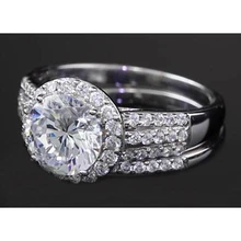 Afbeelding in Gallery-weergave laden, 3.50 Karaat Echt Diamant Ronde Halo Instelling Verlovingsring
