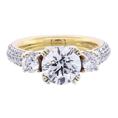 3.50 Karaat Echt Diamanten Ronde Verlovingsring Geel Goud 14K