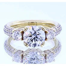 Afbeelding in Gallery-weergave laden, 3.50 Karaat Echt Diamanten Ronde Verlovingsring Geel Goud 14K
