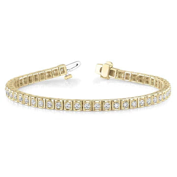 3.50 Karaat Ronde Echt Diamanten Tennisarmband Geel Goud 14K