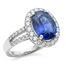 Afbeelding in Gallery-weergave laden, 3.60 karaat ovale blauwe saffier Natuurlijke echte diamanten ( niet in een laboratorium gekweekt ) trouwring wit goud 14K
