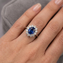 Afbeelding in Gallery-weergave laden, echte round saffier 3.70karaat ring op wit
