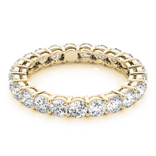 Afbeelding in Gallery-weergave laden, Fijne Diamant Rond Briljant Eternity Band in 14K Geelgoud – zijaanzicht
