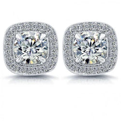 Natuurlijke Diamanten Oorbel 3.90ct - 14K Witgoud