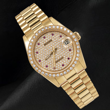 Afbeelding in Gallery-weergave laden, Rolex Datejust 68278 31 mm Horloge met Pavé Diamanten Wijzerplaat en President-band 18k

