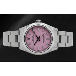 31 mm Rolex Oester Doorlopend Snoep Roze lichtgevende wijzerplaat stalen dameshorloge