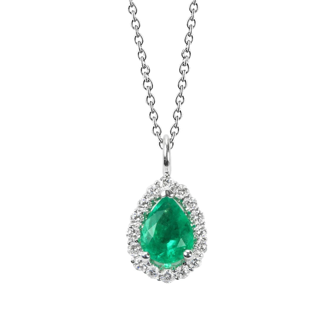 3,50 karaat groene smaragd met diamanten edelsteen hanger wit goud 14K