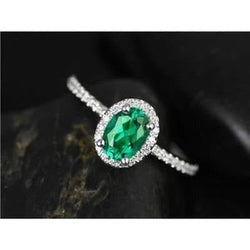 3,6 ct groen ovaal geslepen Groente smaragd diamanten verlovingsring