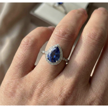 Afbeelding in Gallery-weergave laden, Gekleurde Steen Ring 14 Karaat Witgoud met Blauwe Saffier – bovenaanzicht
