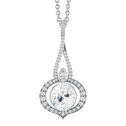 14 Karaat Witgoud Gedraaide Band Fijne Diamant Druppel Hanger