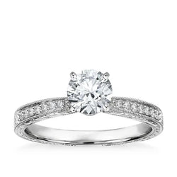 3 Karaat Solitaire met Accenten Rond Geslepen Natuurlijke uit de aarde gewonnen Diamanten Trouwring