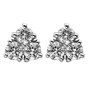 3 Ct Sprankelende Ronde Geslepen Natuurlijk Diamanten 3 Stenen Oorknopjes Wit Goud