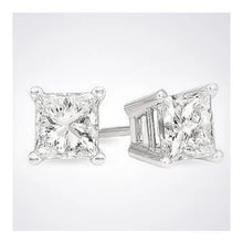Afbeelding in Gallery-weergave laden, 3 Karaat Princess Cut Echt Diamond Stud Earring Massief Wit Goud 14K
