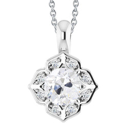 3 Karaat Rond uit de a aarde gewonnen Diamanten Hanger met Ketting Schuif Bloem Stijl Goud 14K