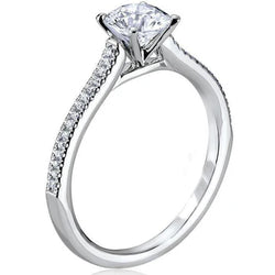 3 Karaat Ronde Geslepen Echt Diamanten Solitaire Ring Met Accenten Wit Goud 14K