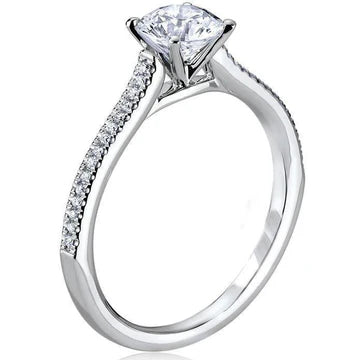 3 Karaat Ronde Geslepen Echt Diamanten Solitaire Ring Met Accenten Wit Goud 14K