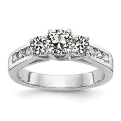 3 Karaat Ronde Oude Mijnwerker Echt Diamanten Verlovingsring Mand Kanaal Set