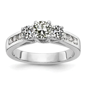 3 Karaat Ronde Oude Mijnwerker Echt Diamanten Verlovingsring Mand Kanaal Set