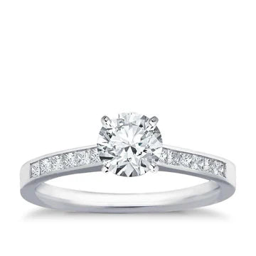3 Karaat Sprankelende Echt Diamanten Ring Met Accenten 14K Witgoud