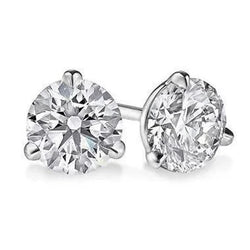 3 Prong Set Ronde Echt Diamant 2 Karaats Solitaire Stud Dames Oorbel