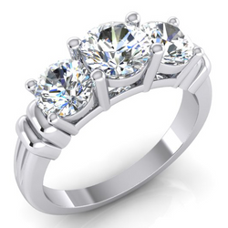 3 Steen Diamante Ring Echt