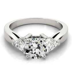 Echte Natuurlijke uit de aarde gewonnen Diamant Old Mine Cut Jubileumring Witgoud 2.75 Karaat